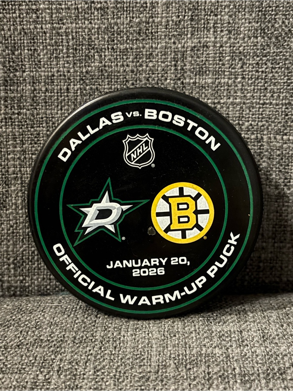 Dallas Stars vs Boston Bruins 1/20/26 Official NHL Warm Up Hockey Puck